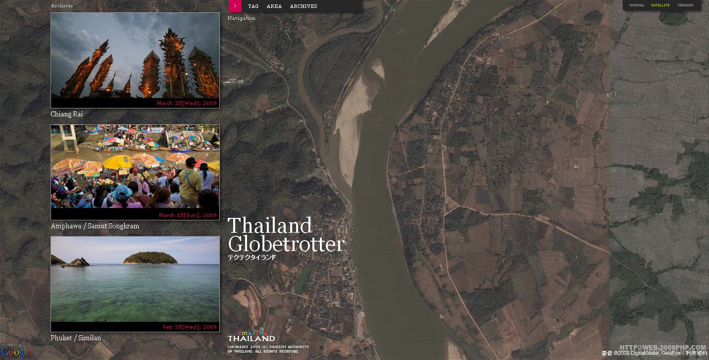 〓 酷站网站截图-日本泰国旅游局俯瞰景点地图