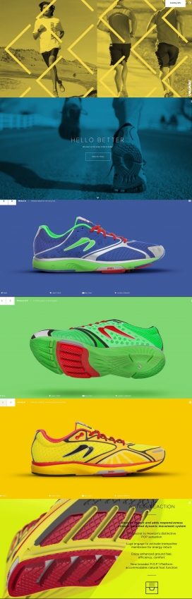 牛顿定律让跑步运行得更好！Newton Running牛顿跑鞋超酷HTML5酷站。采用ReactionTM技术，减少冲击，能量返回，并推动你前进，因此您可以跑得更快，更远，直到永远。网页内页实在是让人惊叹，超级炫酷的3D展示鞋特效。