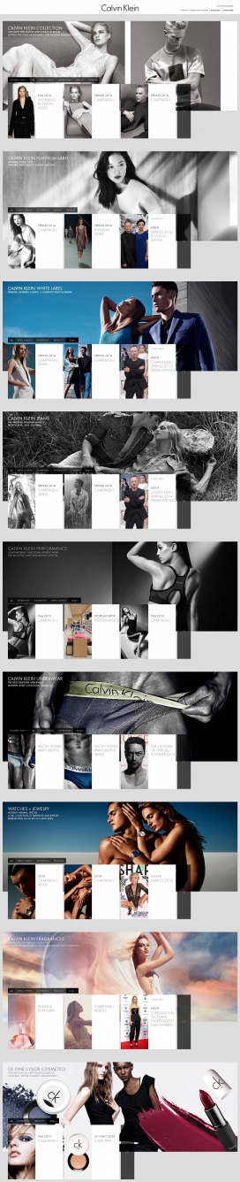 盛名奢侈品牌Calvin Klein酷站！优雅现代精致的色调和时尚排版。
