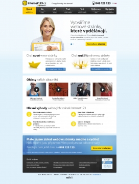 捷克网站Internet123是一种有效的方式向新客户提供网页设计。为您创建它快速且经济实惠。我们提供一个有效的网站