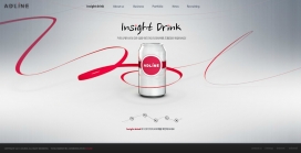韩国adlines饮料果汁食品网站。时尚漂亮的红色绸缎线条