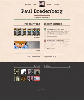 欧美PaulBredenberg个人网页设计师网站。我是一个28岁的网页设计师/开发者居住在罗利，北卡罗来纳。我目前受聘为生产设计DesignHammer，在北卡罗来纳州达勒姆的web开发店。