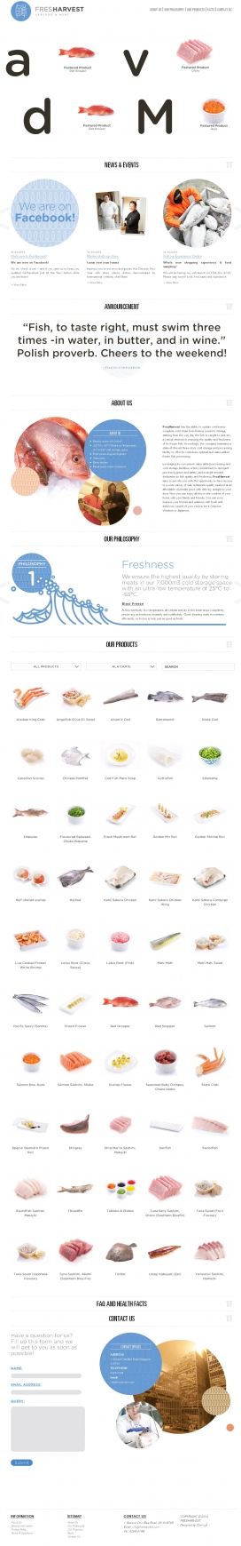 新鲜收获的海鲜和肉类食物网站！