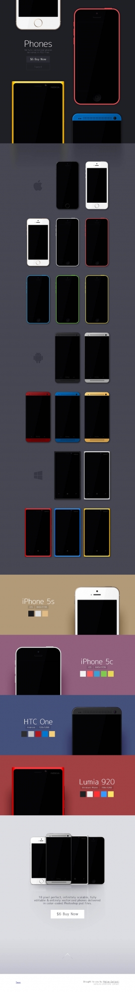 Phones-18款iPhones手机矢量模板。