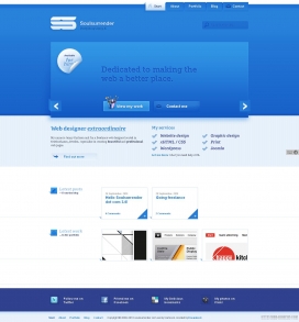 欧美珍妮自由网页设计师网站，漂亮的蓝色背景