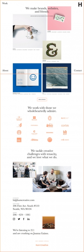 美国西雅图Hum Creative-创意设计品牌工作室！服务包括战略，品牌，印刷，包装，网页设计和网站开发。