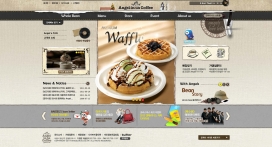 韩国angelinus咖啡食品网站。帆布风格设计