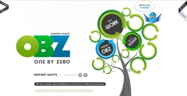 印度OneByZero网页设计工作室！网站设计，界面设计，用户界面设计，平面设计，品牌标识设计，HTML5/ CSS3的设计，jQuery的动画设计。卡通插画树-鼠标点击圆圈转动。