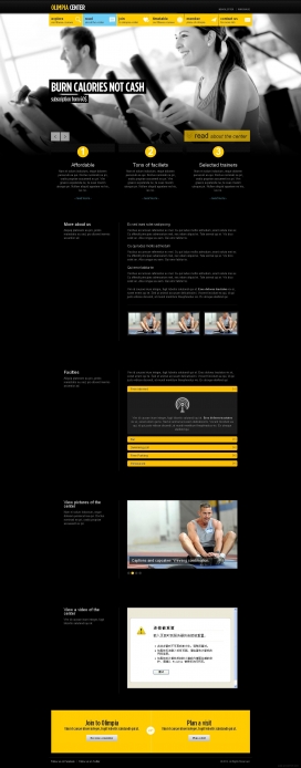 奥林匹亚Responsive响应健身中心，HTML5的健身中心网站模板只要15元！
