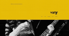 日本VUMF电子摇滚音乐制作团队官方网站，非常简介明了的滚动游标排版设计。