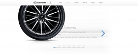 lexusls雷克萨斯2013年LS型汽车酷站展示。滚动鼠标看历史状态，还有滚动的轮胎。典型的下拉HTML5酷站。