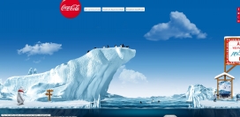 滚动鼠标-可口可乐带您去逛看北极熊-企业！网站采用滚动鼠标横向展示网页内容。