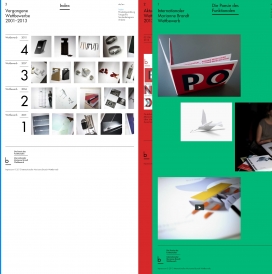 德国玛丽安・勃兰特设计大赛官方网站！很有品味的大气设计网站-点击左上角的数字123，便可自动伸展不同页面。