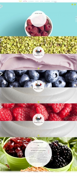 DIY属于您的新鲜水果冰淇淋！法国Marguerite du Pré玛格丽特・杜普蕾纯手工制作，100％纯天然，0％的脂肪无染料或人工防腐剂的冷饮食品。网站首页采用的图片交替特效蛮不错的。